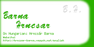 barna hrncsar business card